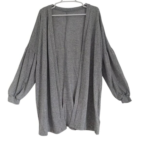 Cozy Womens Gray Open-Front Cardigan With Long Sleeves & Relaxed Fit, NWT - Picture 1 of 6